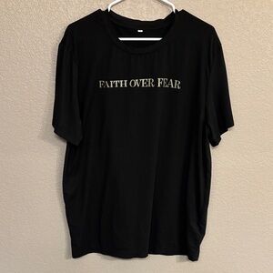 Black Graphic T-Shirt with 'Faith Over Fear' Print